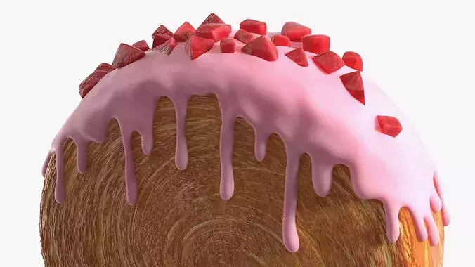 Gourmet Round Croissant Bakery with Fruit Coating 3D model 6