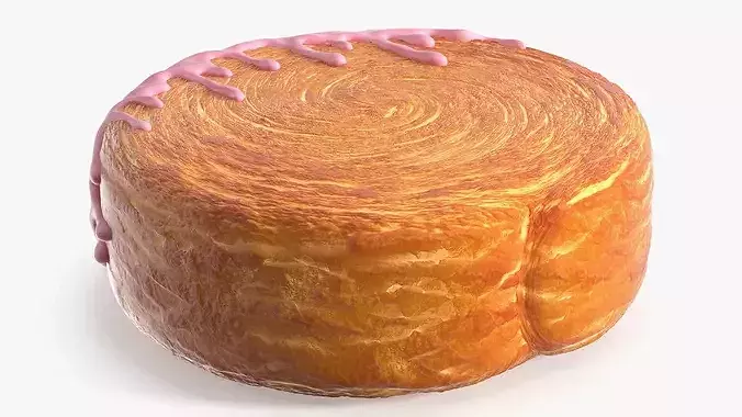 Gourmet Round Croissant Bakery with Fruit Coating 3D model 7
