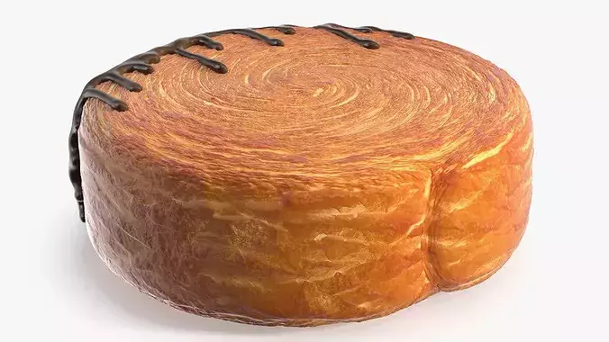Spiral Round Croissant Bakery with Chocolate Pearls 3D model 7