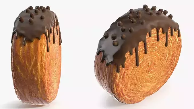 Spiral Round Croissant Bakery with Chocolate Pearls 3D model 4