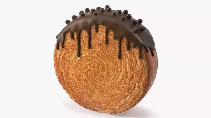 Spiral Round Croissant Bakery with Chocolate Pearls 3D model