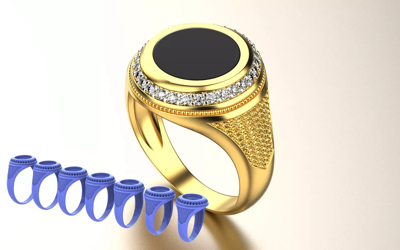 onyx signet ring set 0068 3D print model