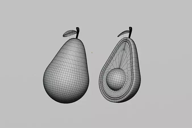 Avocado Low-poly 3D model 7