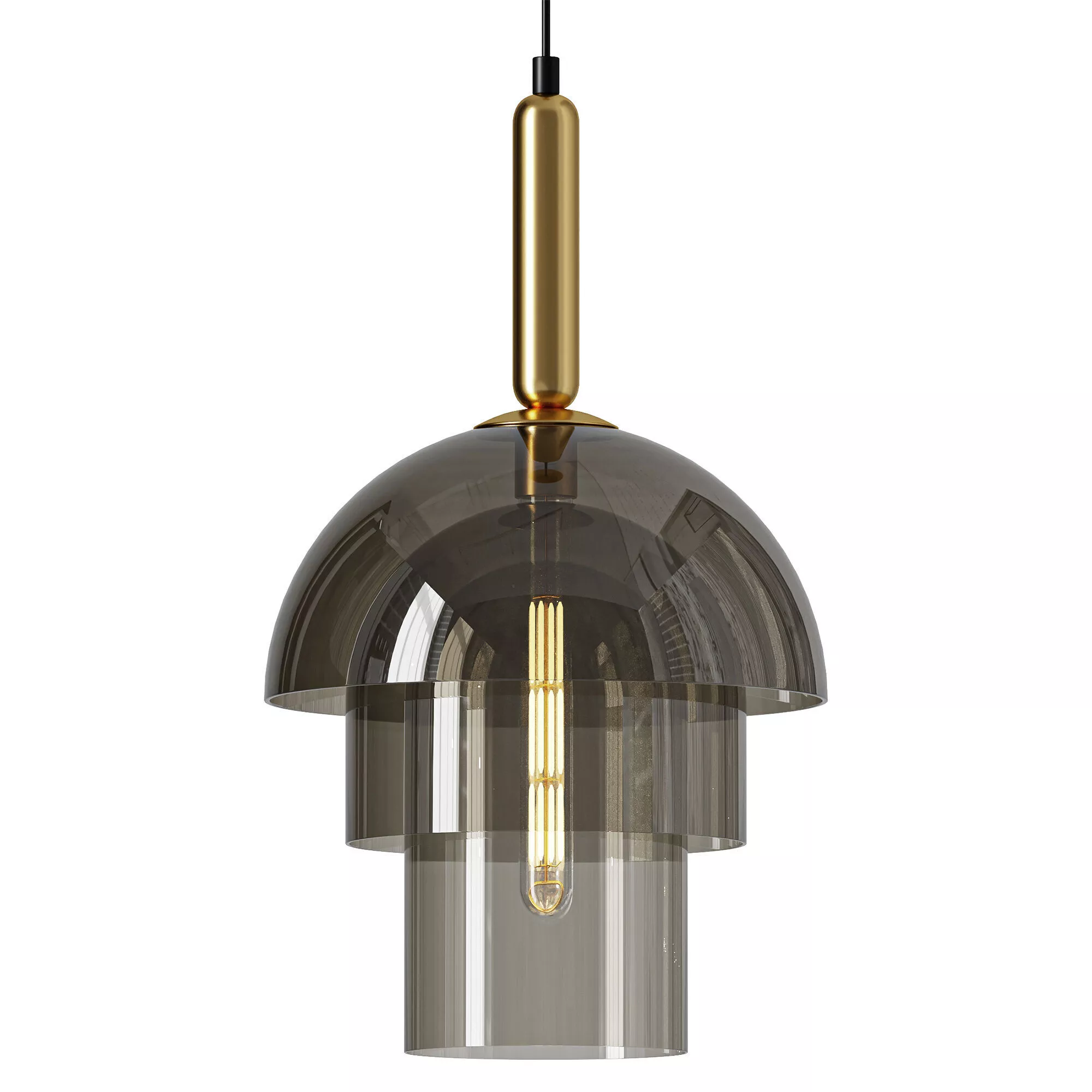 Modern cognac multi layer glass shade pendant light 3D model