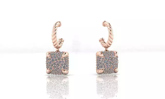 rectangle pave setting and rope clasp high jewelry earring