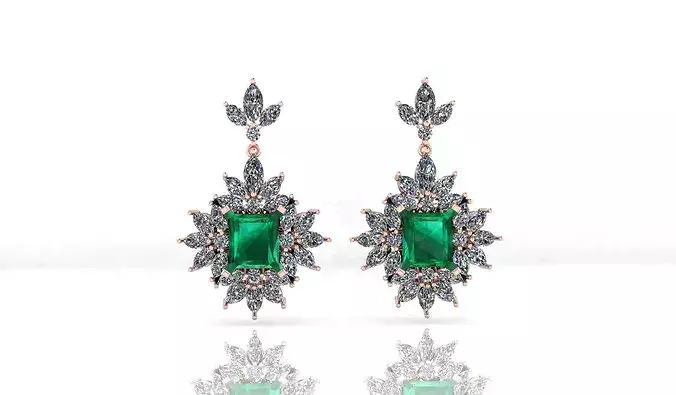 marquise and emerald cut high jewelry earring