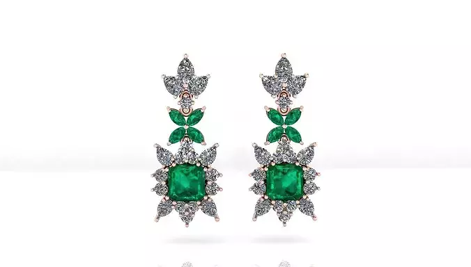 marquise and emerald cut high jewelry earring