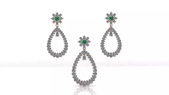 prince cut emerald and pear high jewelry earring pendant