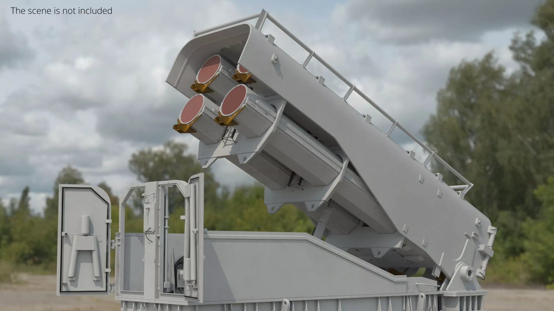 Heavy Weapon Launcher Open Light Gray Rigged 3D model