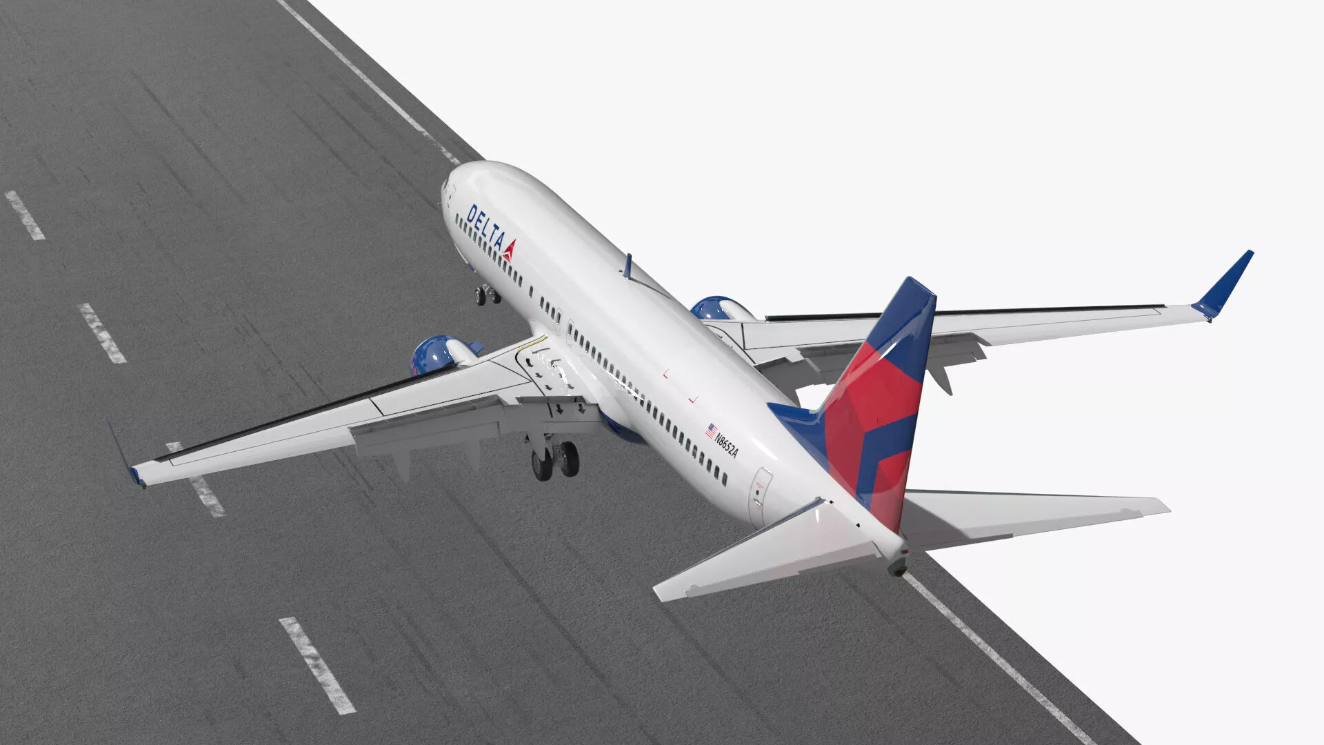 Commercial Airplane Delta Touching Down Animated Rigged for Maya 3D model