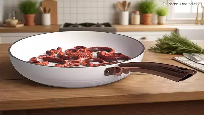 Pan Cooked Octopus Tentacle Pieces 3D model 2