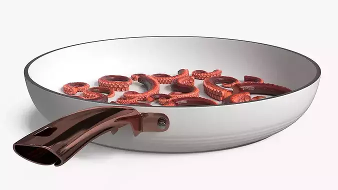 Pan Cooked Octopus Tentacle Pieces 3D model 4