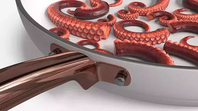 Pan Cooked Octopus Tentacle Pieces 3D model 6