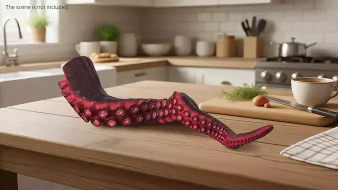 Marine Octopus Tentacle with Suction Red Rigged 3D model