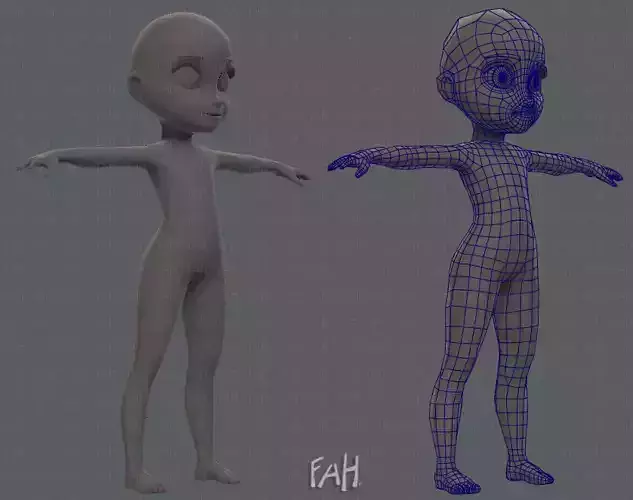 Base mesh girl character  Low-poly 3D model