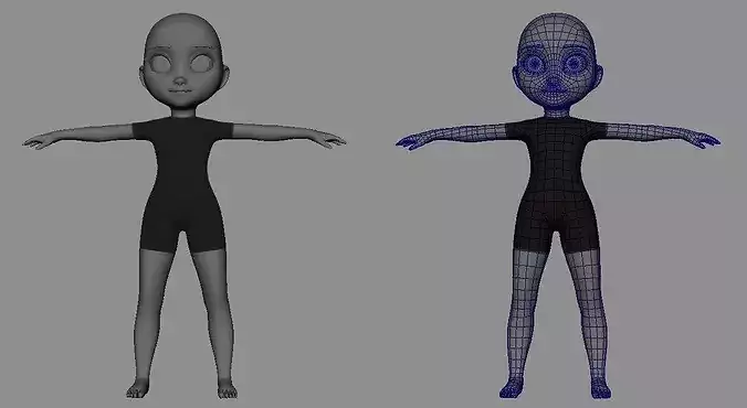 Base mesh girl character 