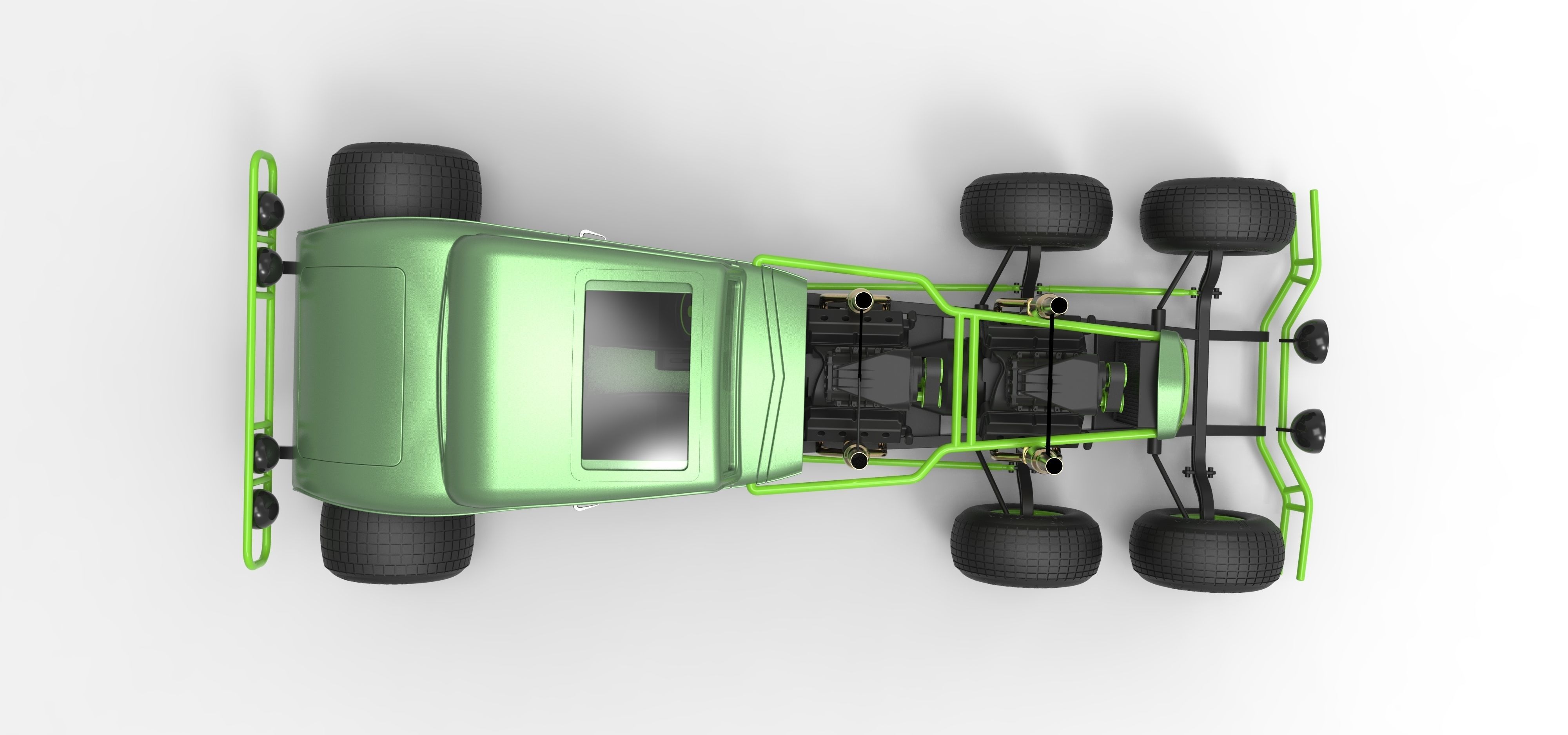 Hot rod six-wheeled 3D model_8