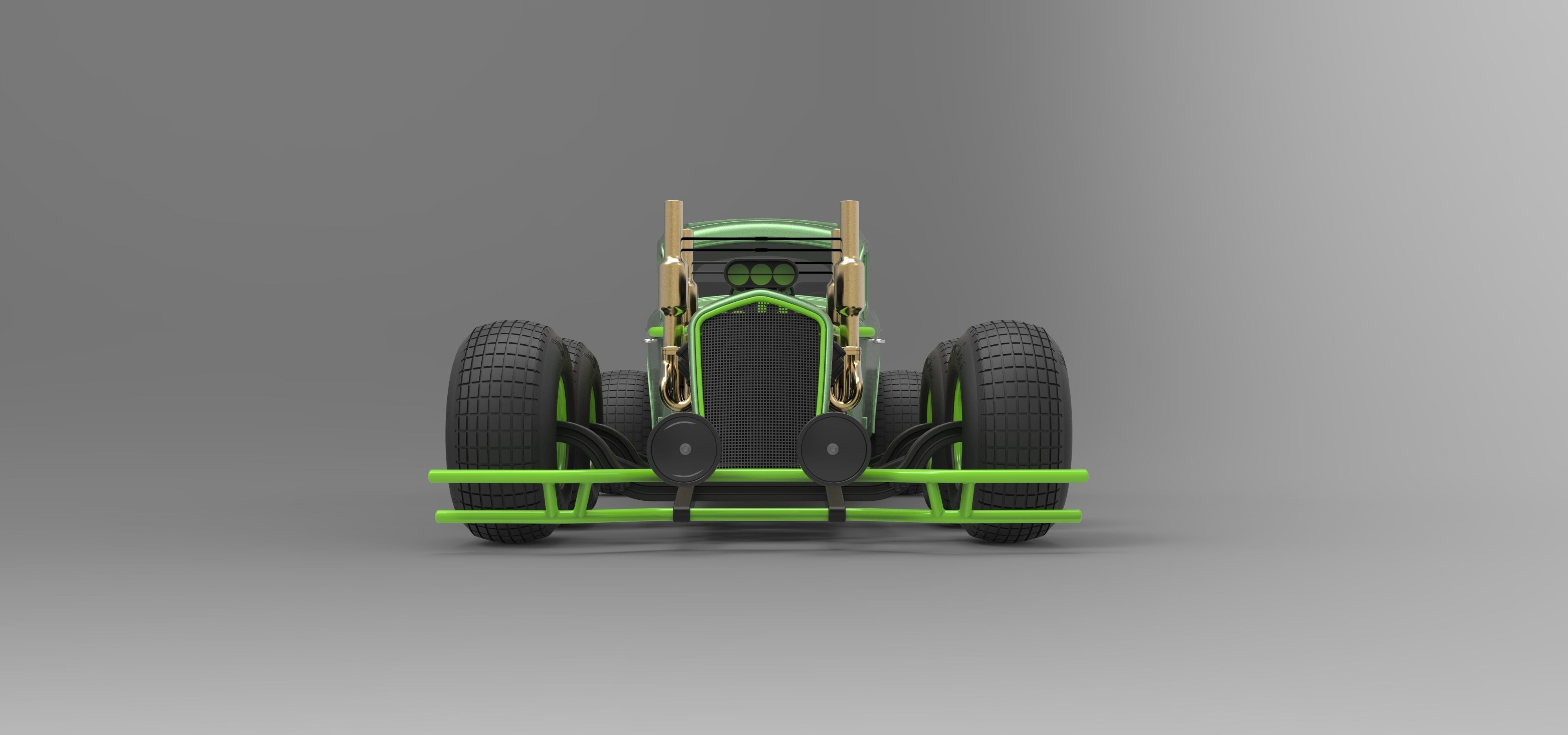Hot rod six-wheeled 3D model_5