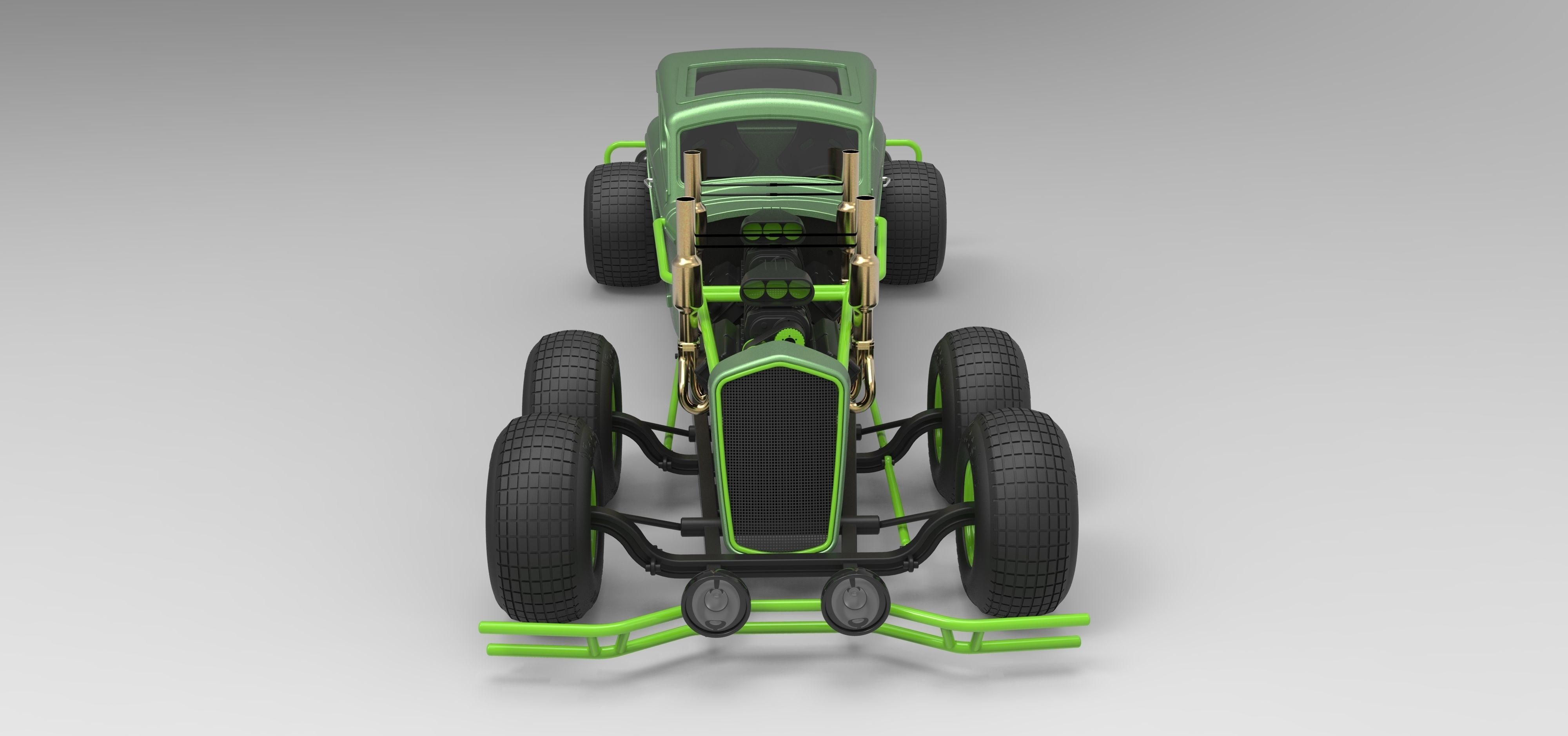 Hot rod six-wheeled 3D model_4