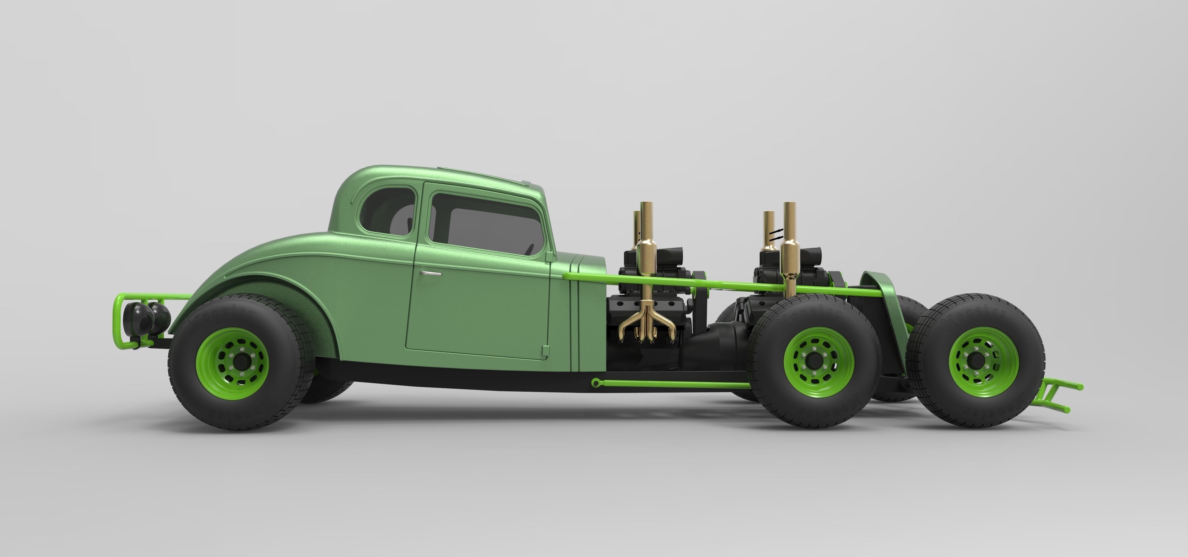 Hot rod six-wheeled 3D model_6