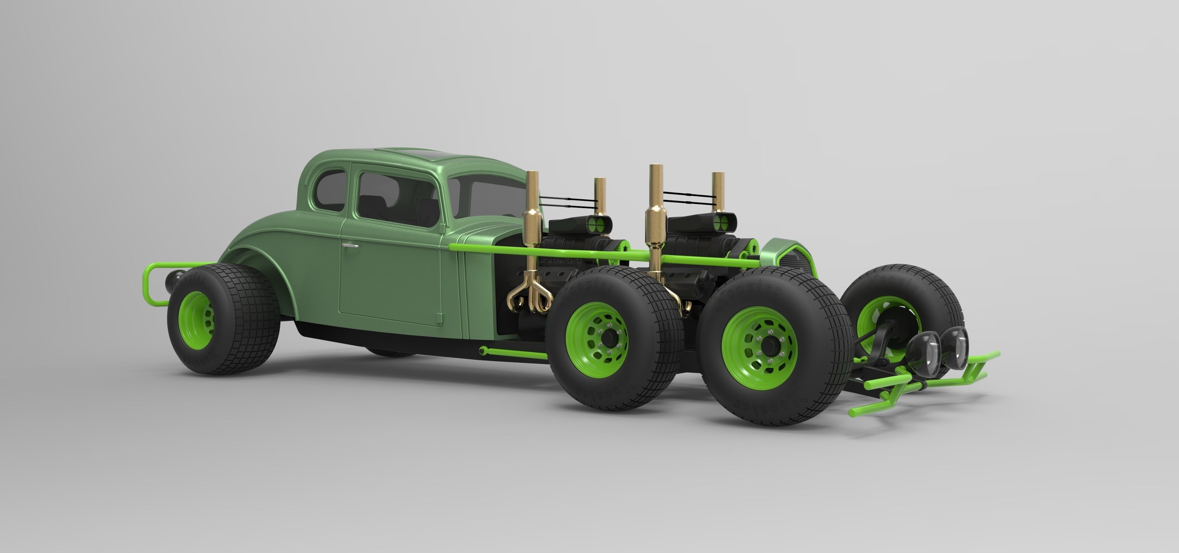 Hot rod six-wheeled 3D model_1