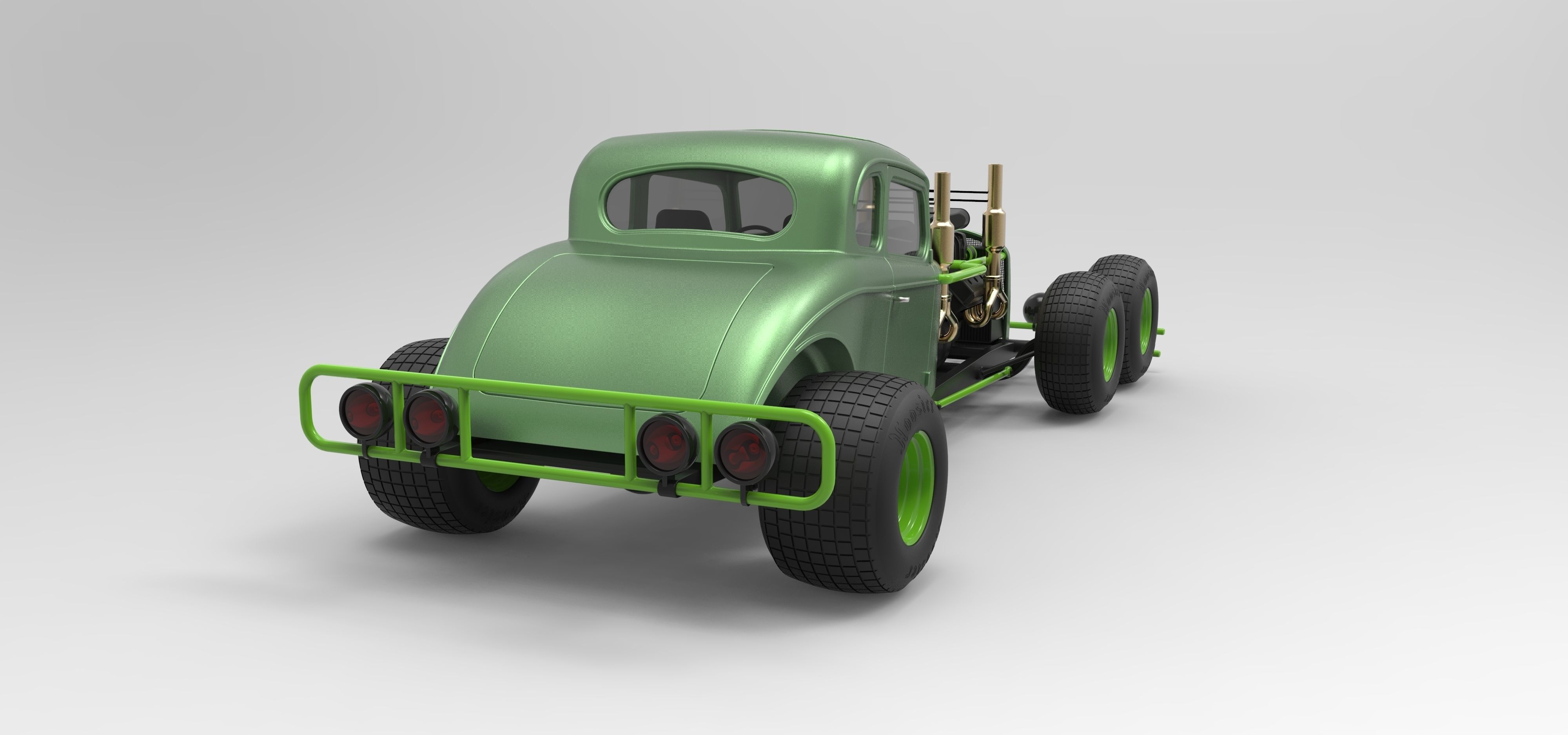 Hot rod six-wheeled 3D model_11