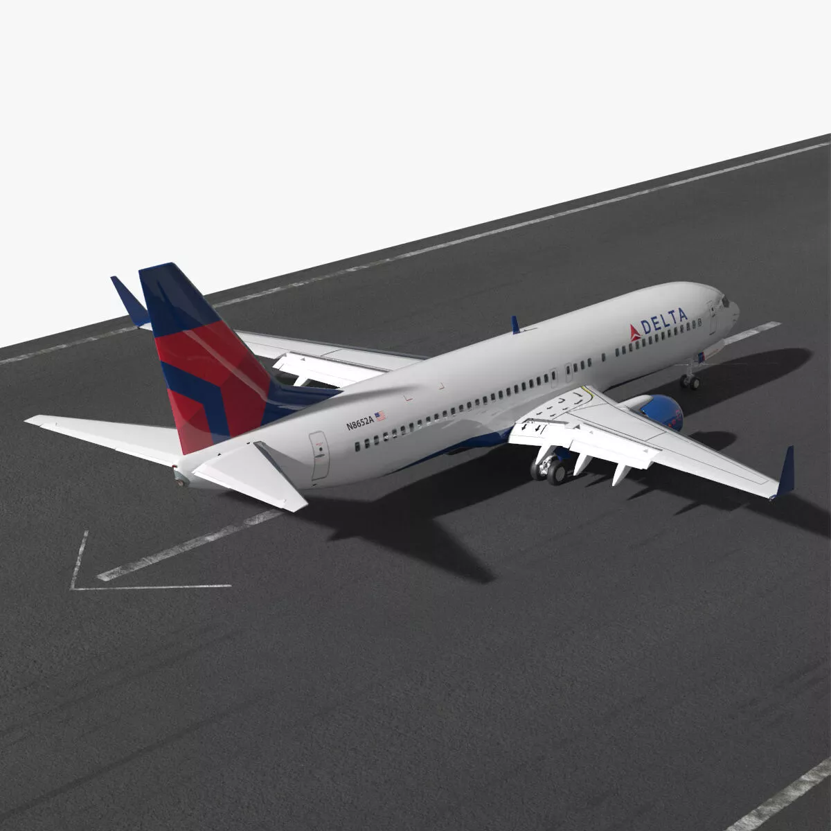 Commercial Airplane Delta Touching Down Animated Rigged for C4D 3D model
