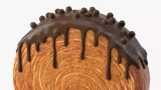 Round Croissant Pastry with Three Glazed Flavors on Tray 3D model 7