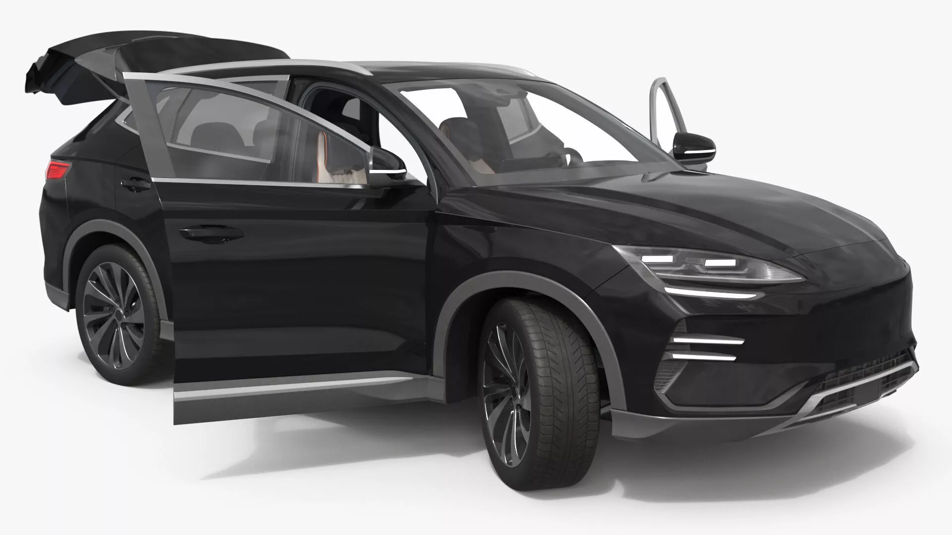 Panoramic Roof Electric SUV Black Rigged 3D model