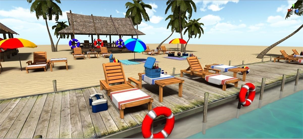 Beach sitting assets Low-poly 3D model_8
