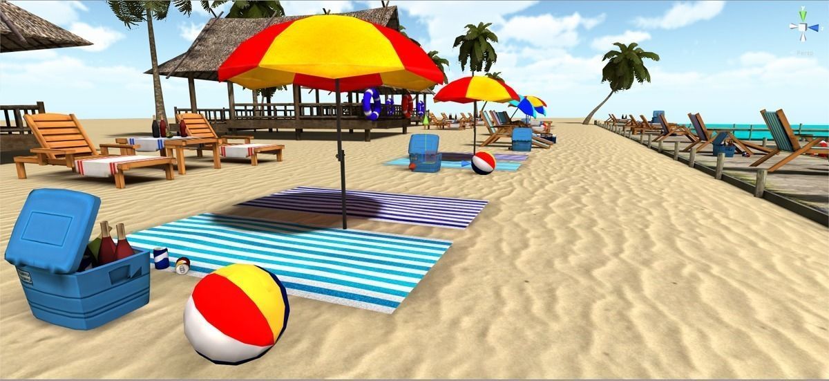 Beach sitting assets Low-poly 3D model_6