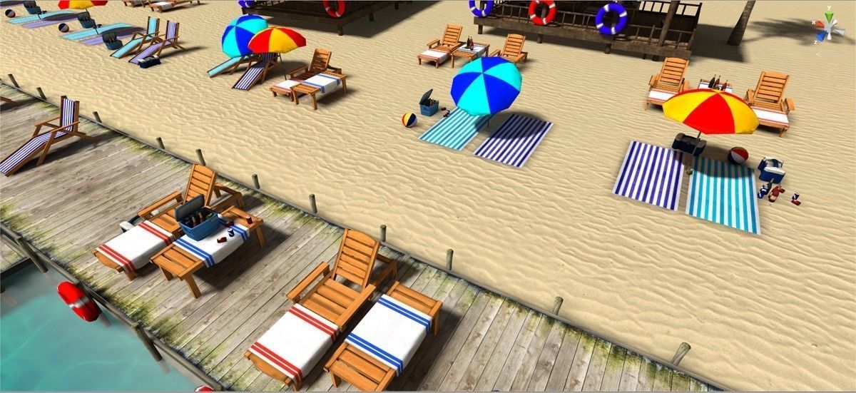 Beach sitting assets Low-poly 3D model_4