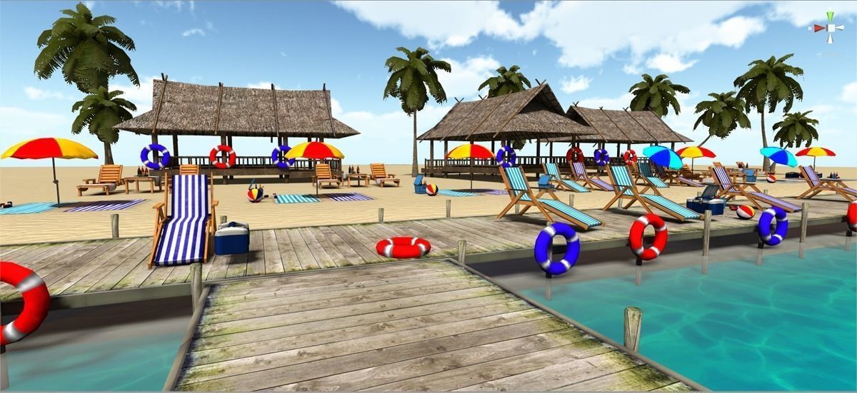Beach sitting assets Low-poly 3D model_7