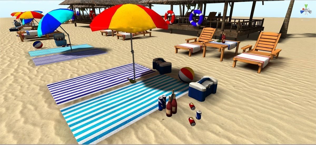 Beach sitting assets Low-poly 3D model_5