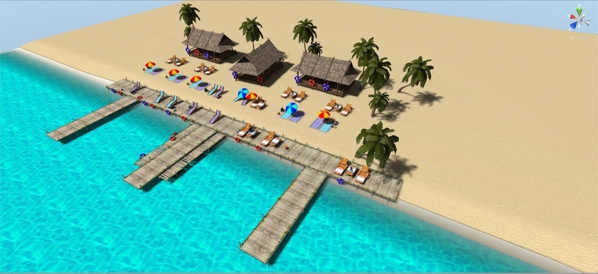 Beach sitting assets Low-poly 3D model_1