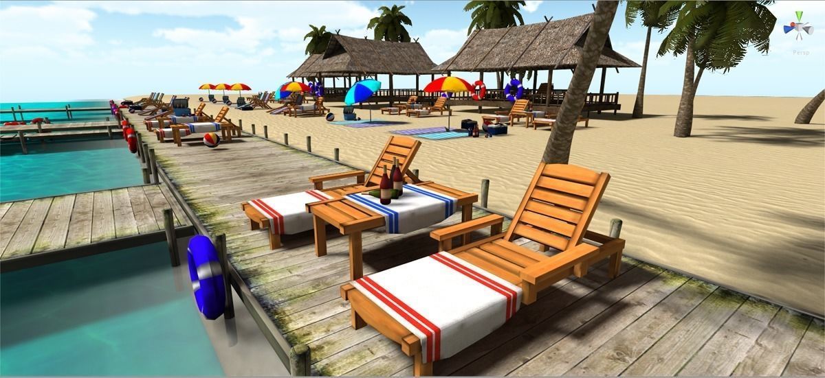 Beach sitting assets Low-poly 3D model_3