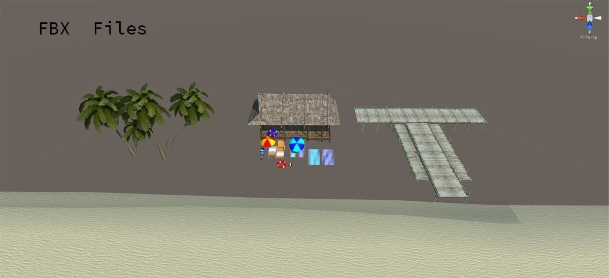 Beach sitting assets Low-poly 3D model_10