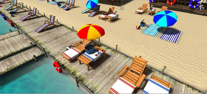 Beach sitting assets Low-poly 3D model