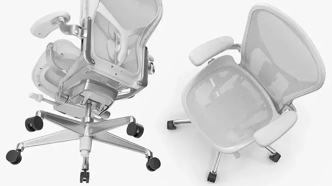 Adjustable Mesh Task Chair with Lumbar Support 3D model 4