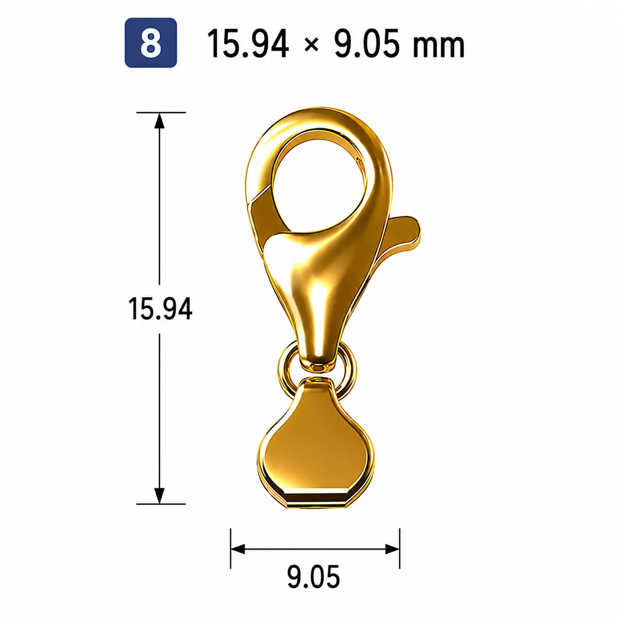 16mm Lobster Clasp Lock 3D print model