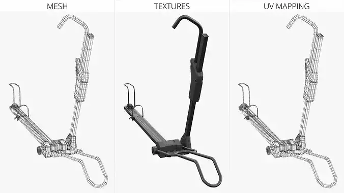 Folded Bicycle Rack for Car Vehicle Accessory Black 3D model 7