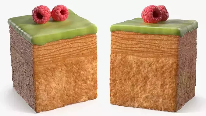 Cube Croissant Pastry with Three Toppings 3D model 6