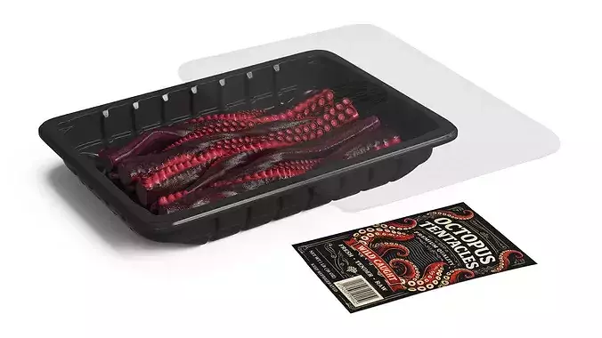 Octopus Tentacles Raw in Plastic Tray 3D model 7