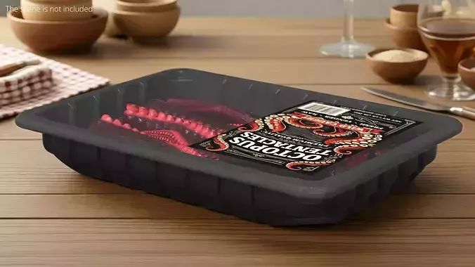 Octopus Tentacles Raw in Plastic Tray 3D model