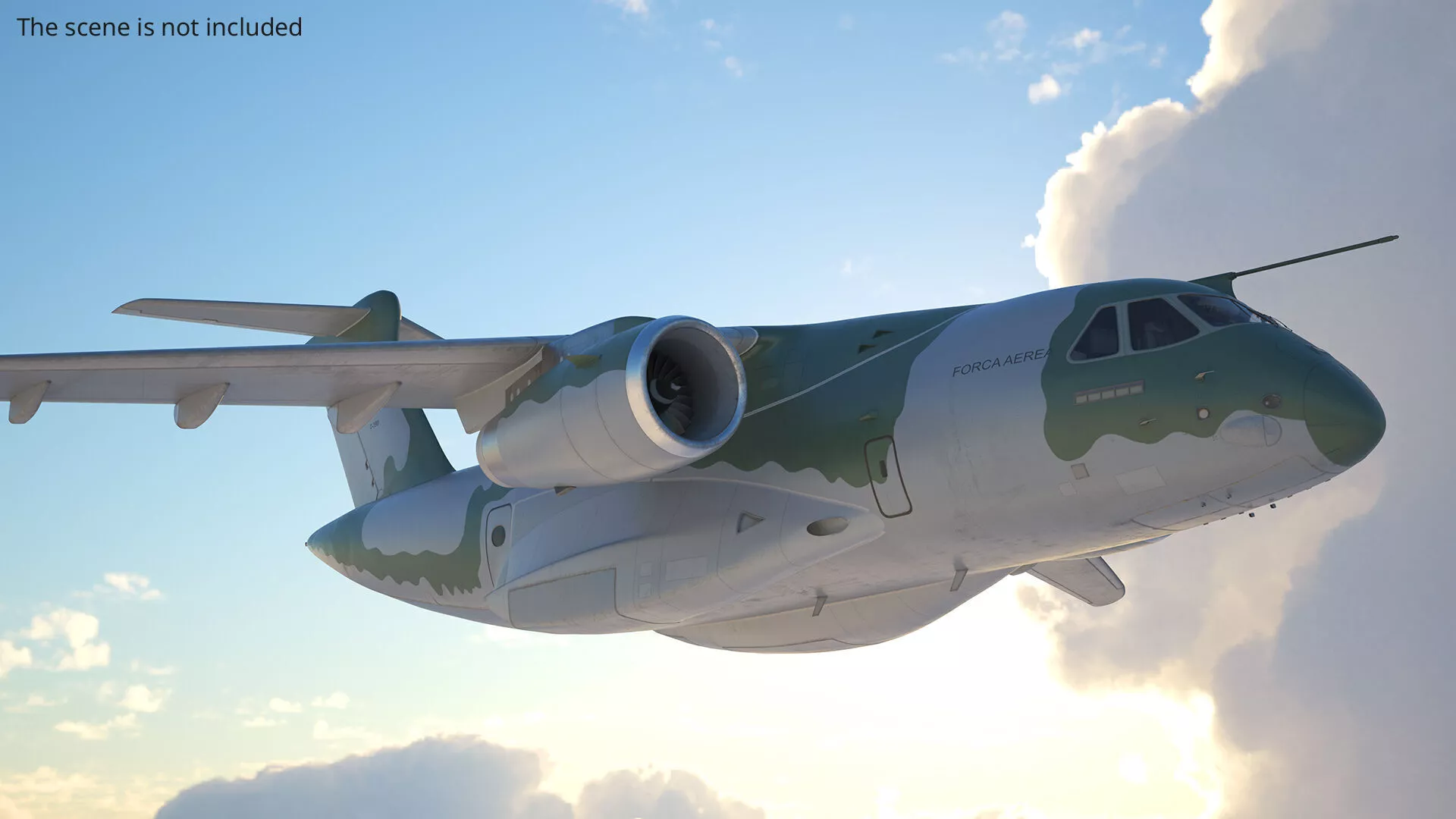 Embraer C 390 Millennium Military Aircraft Camo Rigged 3D model