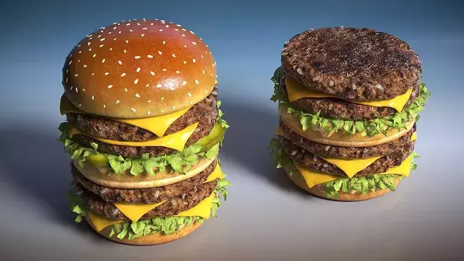 McDonalds Big Mac Double Beef Burger 3D model 2