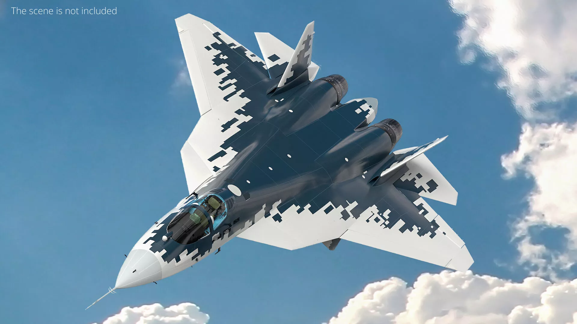 Multirole Stealth Aviation Vehicle Grey White Camo Rigged 3D model