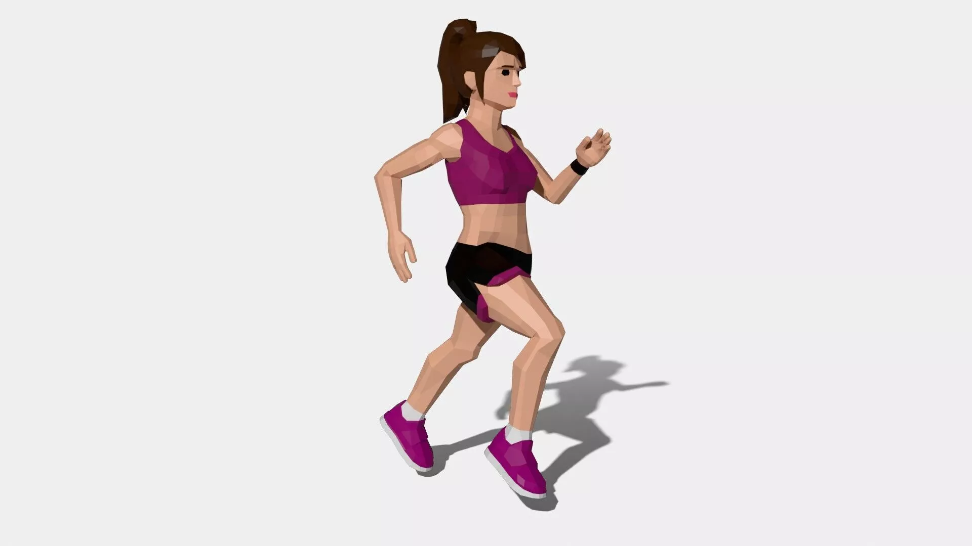 Stylized woman runner Low-poly 3D model