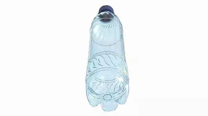 Reusable Plastic Drink Bottle with Cap Blue 3D model 6