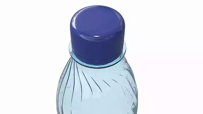 Reusable Plastic Drink Bottle with Cap Blue 3D model 4